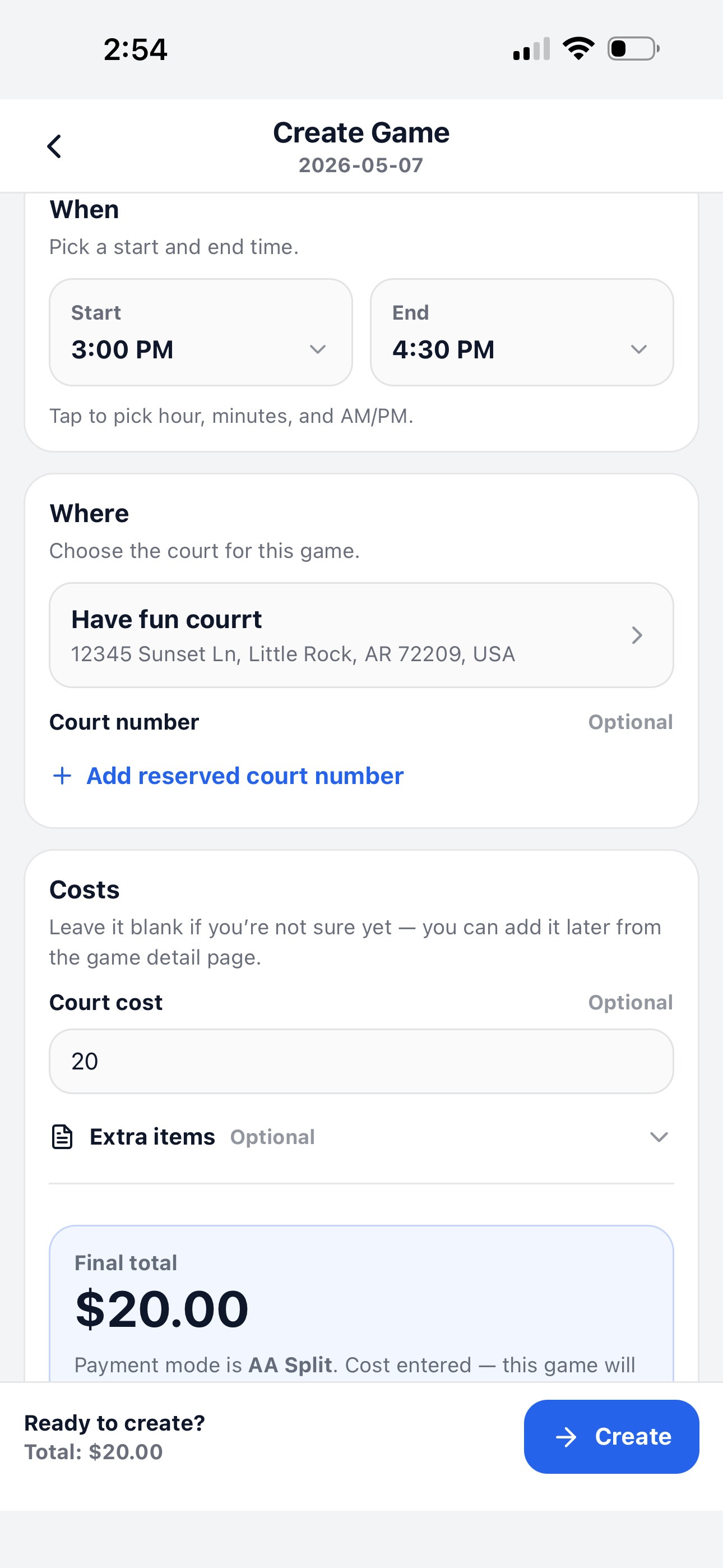 Create game screen in PickleWallet